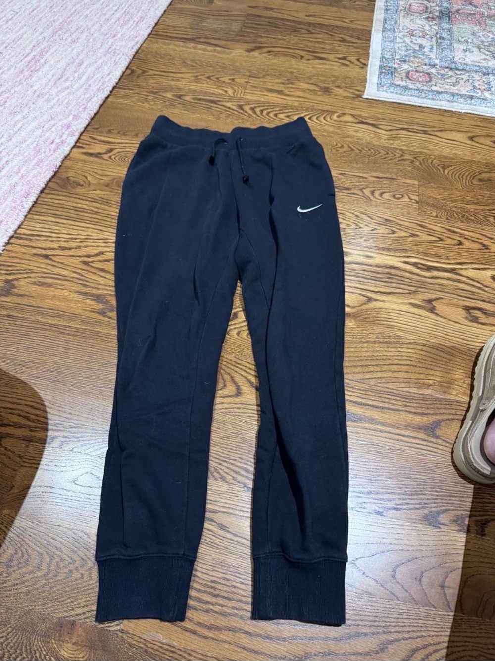 Nike Black Kids' Jogger Sweatpants with White Swoosh